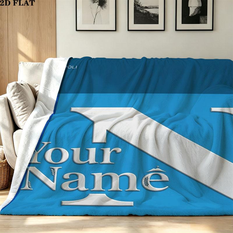 1PC SSC Napoli Custom Name Patterned Flannel Blanket Suitable For All Seasons for Home Decor Warmth and Comfort Gifts Holiday Present