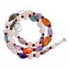Natural Moonstone Carnelian Amethyst Gemstone Smooth Beads Necklace 17" UB-4670 UB-4670