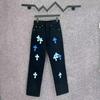 9902 CHROME HEARTS Мужские и женские модные джинсы в американском стиле с тканевыми нашивками, повседневные и модные брюки в стиле хай-стрит