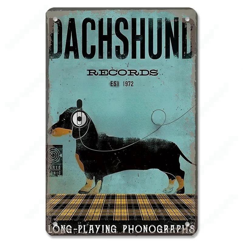 Винтажный милый постер с изображением домашних собак, металлические жестяные знаки, такса, бульдог, металлическая табличка для сада, кофейни, кухни, домашнего декора на стену