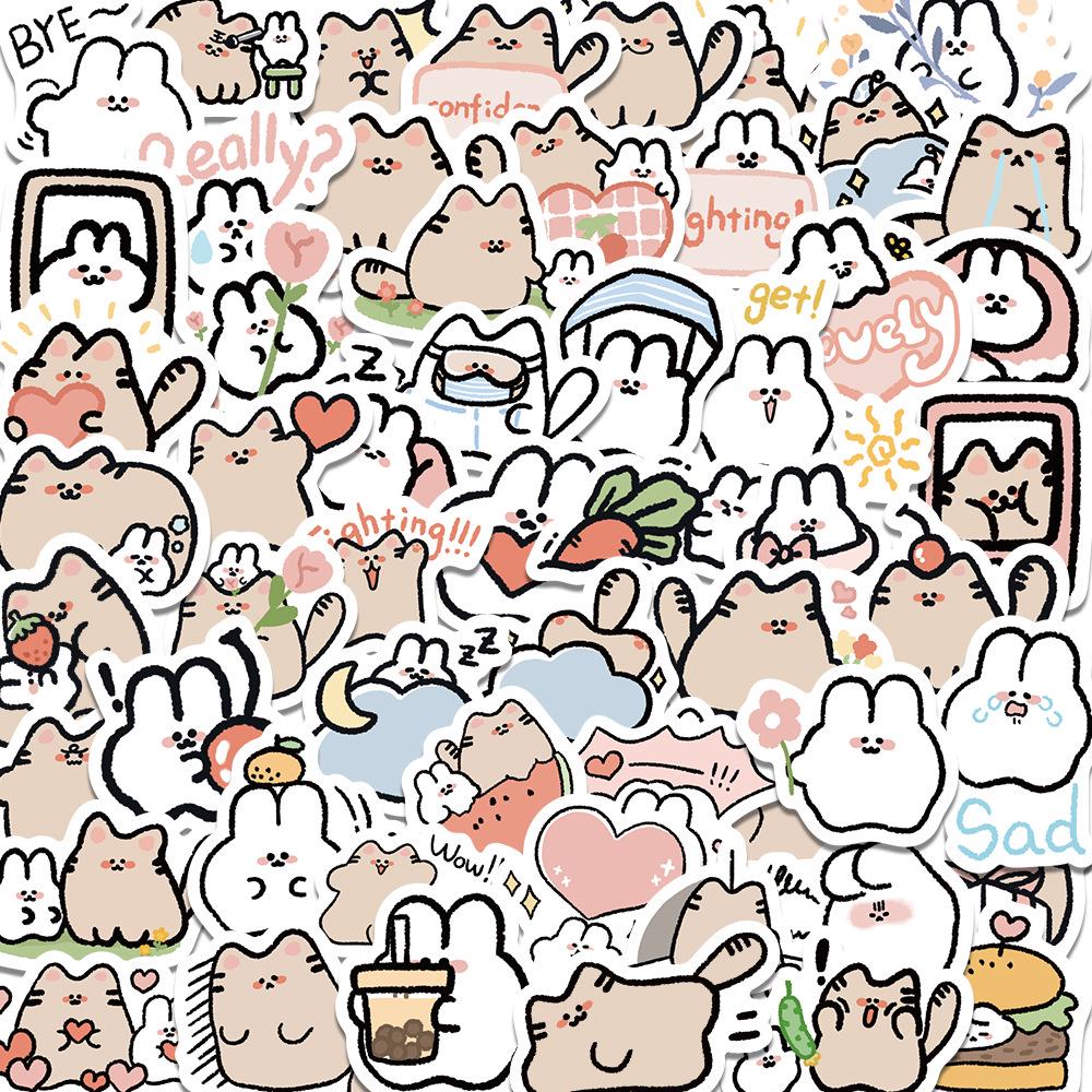 Cute Cat Cartoon Graffiti Stickers: Waterproof DIY Decorations for Notebooks & Suitcases