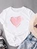 (Asian Size) Print Short Sleeve T-shirts Sweet Love Cute 90s Fashion Female Casual Women's Top T Clothing Graphic Tee