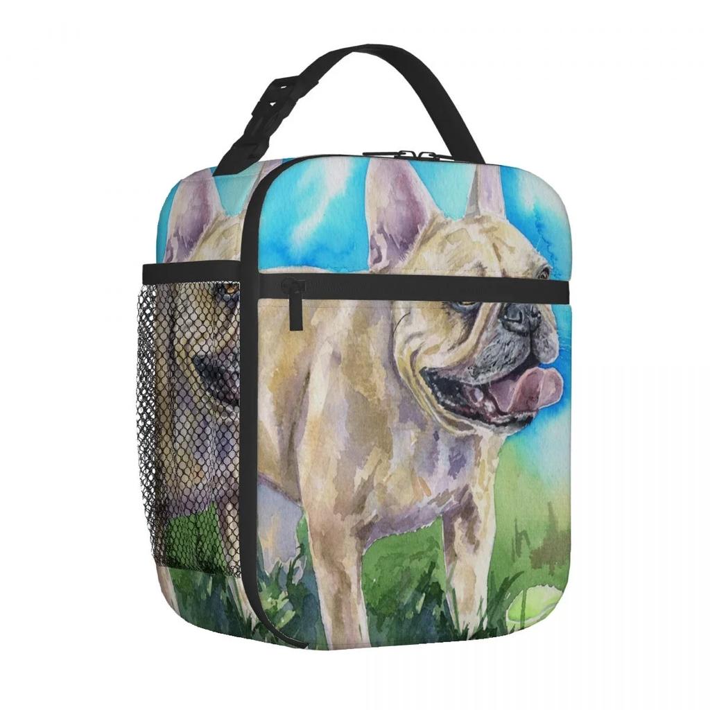 Французский бульдог мультфильм сумка для ланча портативный алюминиевая фольга утолщенный изолированный сумка для ланча подарочный водонепроницаемый сумки для ланча