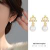 Серьги Banyan Tree S925 Silver Crown Diamond & Shell Pearl - корейский стиль, нежные легкие роскошные модные украшения для женщин