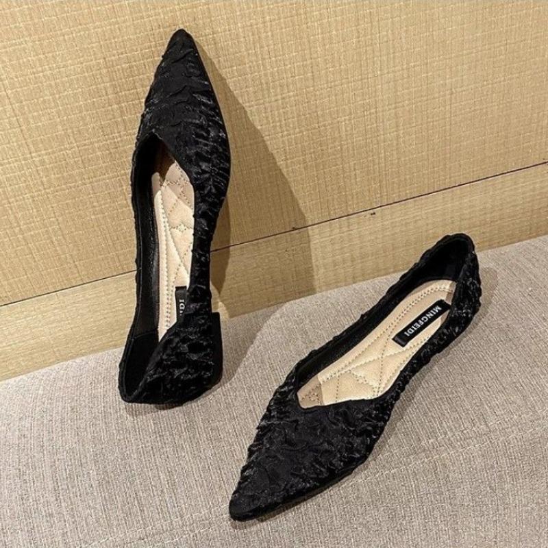 Fashion Black Shoes For Women Sexy Pointed Toe Evening Woman Flats Wholesale 2024 Summer Young Korean Style Social Novelties Lastest