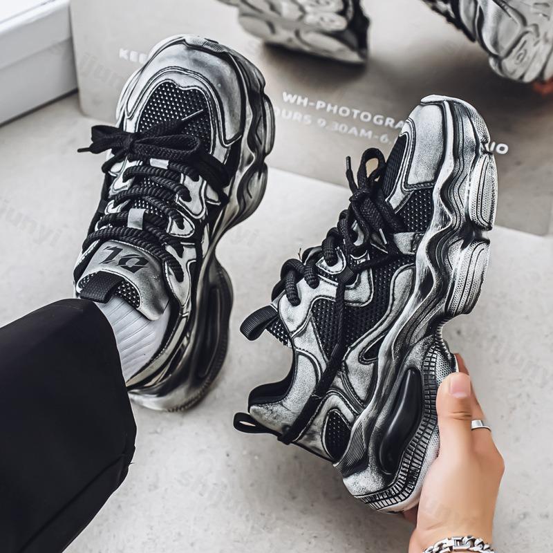 Fashion Men's Mesh Breathable Casual Shoes 2025 Summer New Fashion Trend Thick Soled Sports Shoes Comfortable Versatile Chunky sneakers