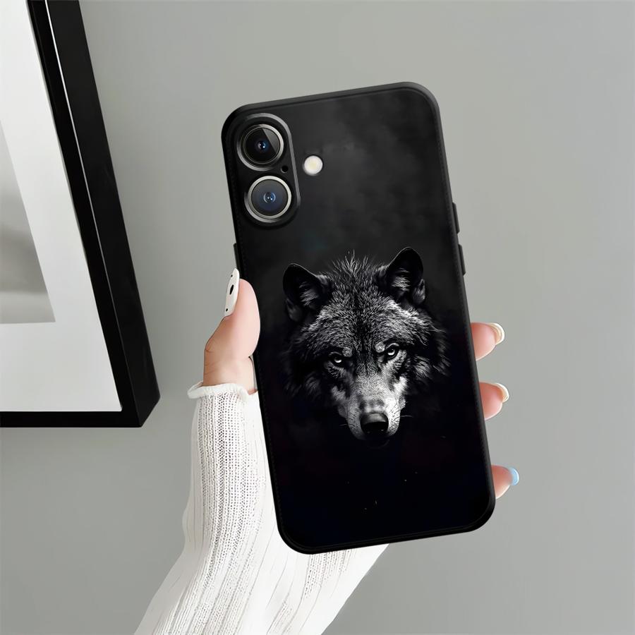 Чехол для телефона Funda для Apple iPhone 17 Pro Max 12 16 15 Pro 7 8 14 13 11 Air XR XS MAX Крутой мультяшный волк