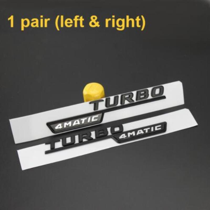 2pcs Letter Emblem V12BITURBO V8 BITURBO 4MATIC+ TURBO 4MATIC Car Styling Fender Logo Sticker Chrome Black Red