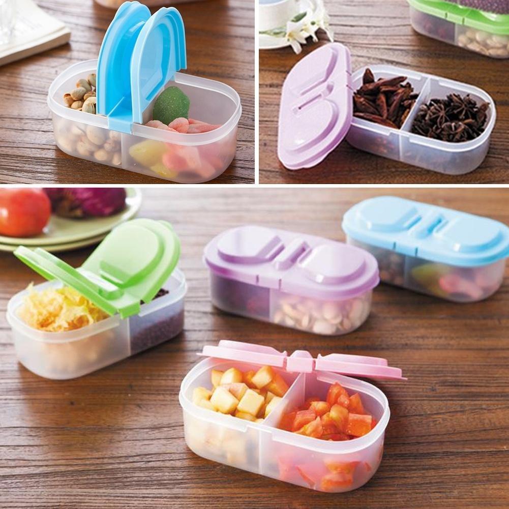1 PCS Boxes Plastic Kitchen Container Fresh Food Storage Sauce Box Case with Lids Random Color MIT