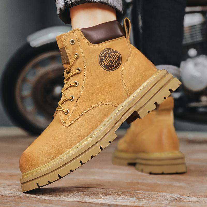 Новые удобные высокие ботинки для отдыха, нескользящие мужские ботинки для мотоциклистов со шнуровкой, замшевые кожаные ботинки для отдыха на открытом воздухе, мужские ботильоны, кроссовки
