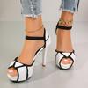 Women Sandals Colorblock Peep Toe Platform Pumps Summer Fight Color Shoes Fish Mouth High Heels Sexy Thin