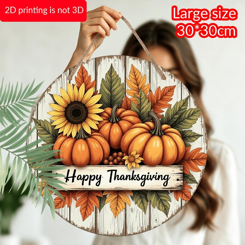 2D Flat, 1pc Round Metal Sign with Harvest Theme And Welcome Text for Kitchen, Cafe, Yard And Home Decor Wall Decor, HD Printed for Indoor/Outdoor