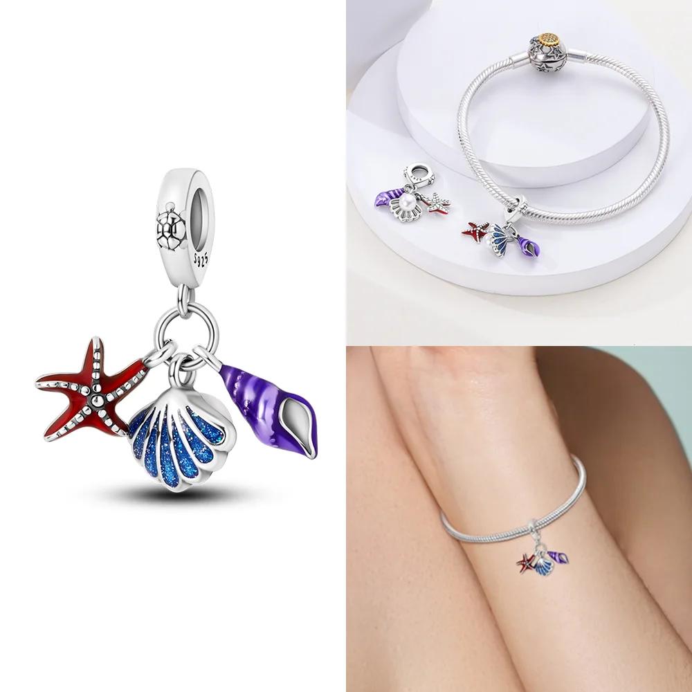 Серия Мир Океана Морской Синий Черепаха Морская Звезда Краб Осьминог Шармы Бусина Подходит Браслет Медь DIY Ювелирное Изделие Подарок