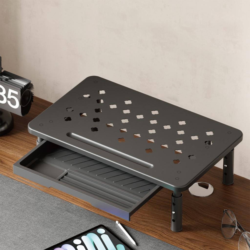 Подставка для монитора компьютера с регулируемой высотой (3 уровня), подставка-органайзер для стола с ящиком для офиса, дома, школьных принадлежностей