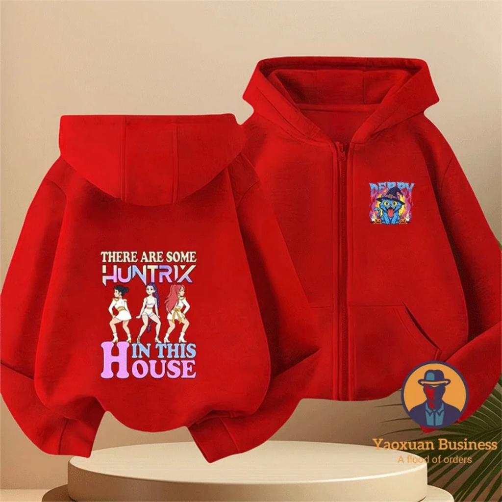 Модная K-Pop Толстовка с капюшоном на молнии для детей, мальчиков и маленьких девочек, с милым принтом, мультяшная, теплая, ветрозащитная, осенне-зимняя мода