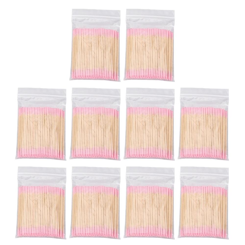 10 Bags Dual-End Pointed Cleaning Tip Swabs Manicure Cotton Stick Eyeliner & Cosmetic Touch-Up Work