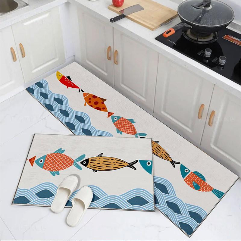 Модный простой кухонный напольный коврик в скандинавском стиле, домашний ковер, длинный полосатый дверной коврик, современный домашний декор 