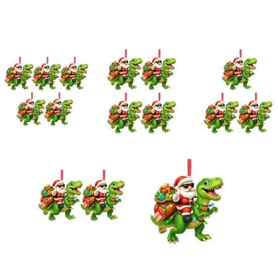 Орнамент Санта на динозавре Смешной Санта Клаус Акриловое подвесное украшение Новинка Дино Рождественская елочная игрушка для детей мальчиков мужчин