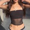European & American Mesh Bandeau Crop Top - Sexy Summer Off-Shoulder Slim Fit