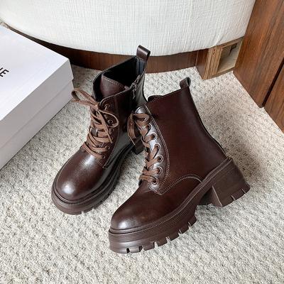 Женские кожаные ботильоны на щиколотке Осень Зима Удобные с круглым носком Повседневные кроссовки Уличный стиль На молнии Женские мотоциклетные ботинки-шорты