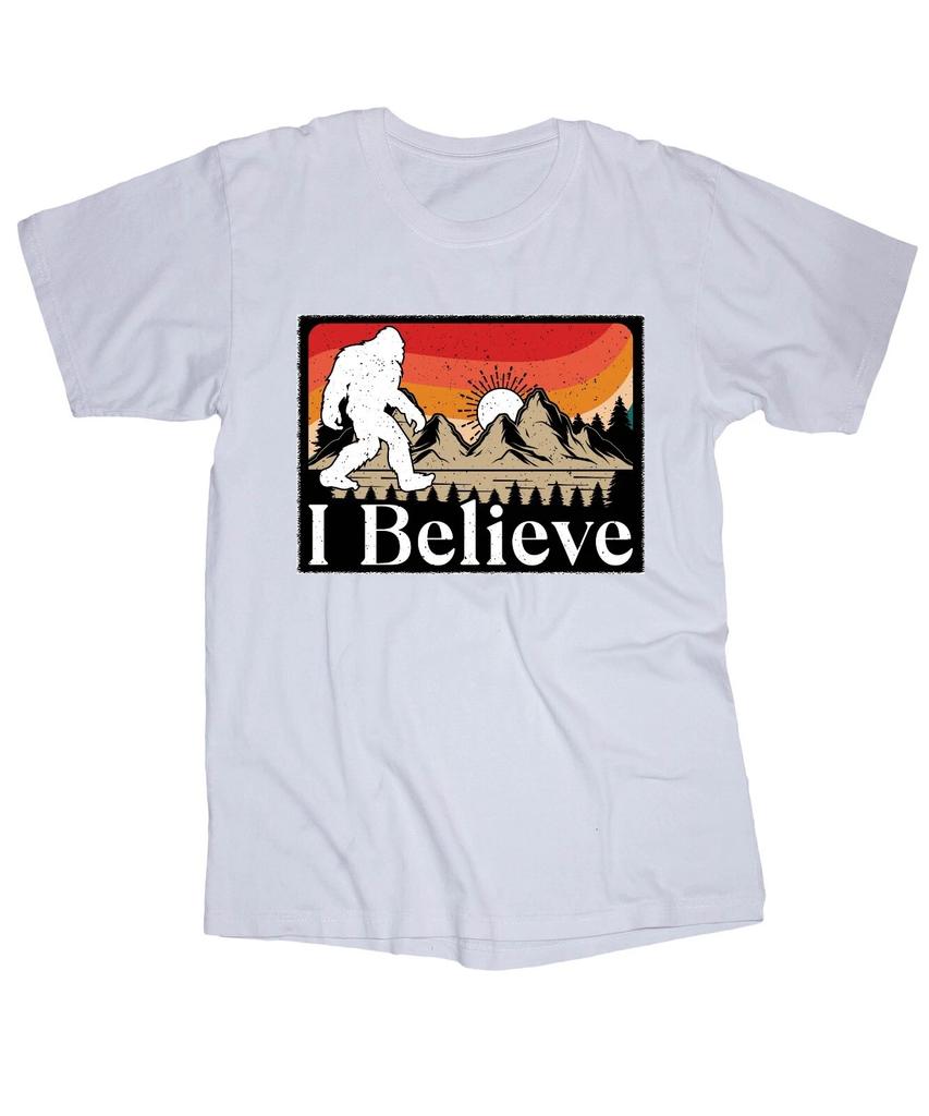 Big Foot "I Believe" Sasquatch white T-shirt Tops Tees Unisex