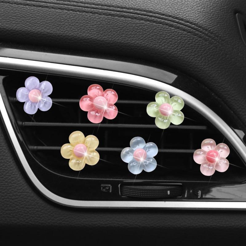 6Pcs Cute Flower Aromatherapy Car Air Outlet Decoration Perfume Clip Air Freshener Colorful Flora Decor Auto Accessories