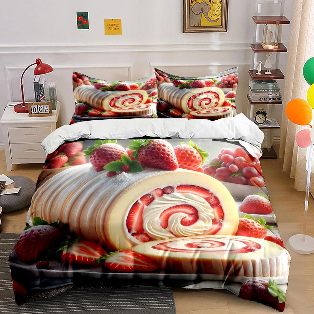 "Sweet strawberry swirls delight!" Bedding sets Duvet covers Pillowcases(1* Duvet Cover 2* Pillowcases without duvet insert)