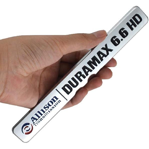 Aimoll Allison Transmission Duramax 6.6 HD Hood Emblem Pair Set for GM Silverado 2500HD (Chrome/Black)