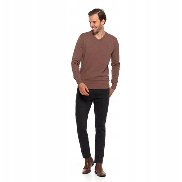 Elegant Men's Sweater with a Straight Cut, Classic Cotton, Comfortable MORAJ M brown