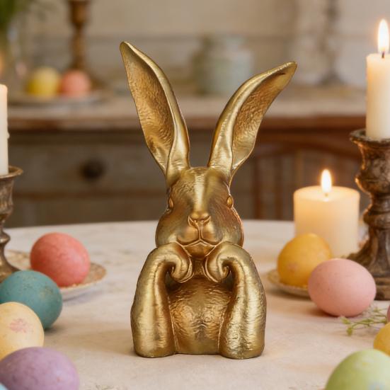 Фигурка Пасхального Кролика Милый Кролик, Держащийся за Лицо Статуэтка 3D-Печатное Украшение Кролика для Гостиной Спальни Книжной Полки Настольной Полки Декор