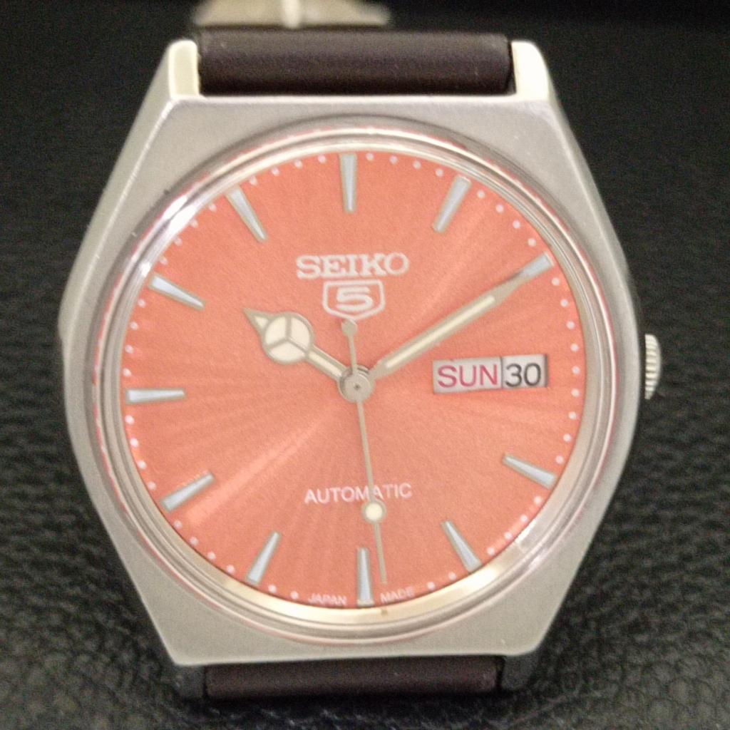 ЯПОНИЯ ВИНТАЖ SEIKO 5 АВТОМАТИЧЕСКИЕ 6309A МУЖСКИЕ ЧАСЫ ПЕРСИКОВОГО ЦВЕТА ЦИФЕРБЛАТ a701466-5