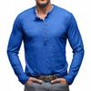 Осень Зима Повседневная Мужская Футболка с Длинным Рукавом Мужская Рубашка Хенли Топ из Слаб-хлопка