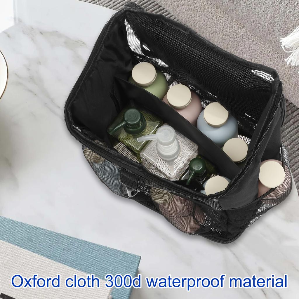 Mesh Shower Caddy Large Capacity Portable Toiletry Organizer Cosmetic Storage Bag Multifunctional Shower Bag with Zipper