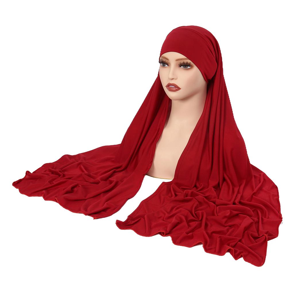 Muslim Women Long Scarf Pull On Ready Wear Instant Hijab Chemo Cap One Piece Amira Head Wrap Turban Femme Shawl Bandanas Scarves