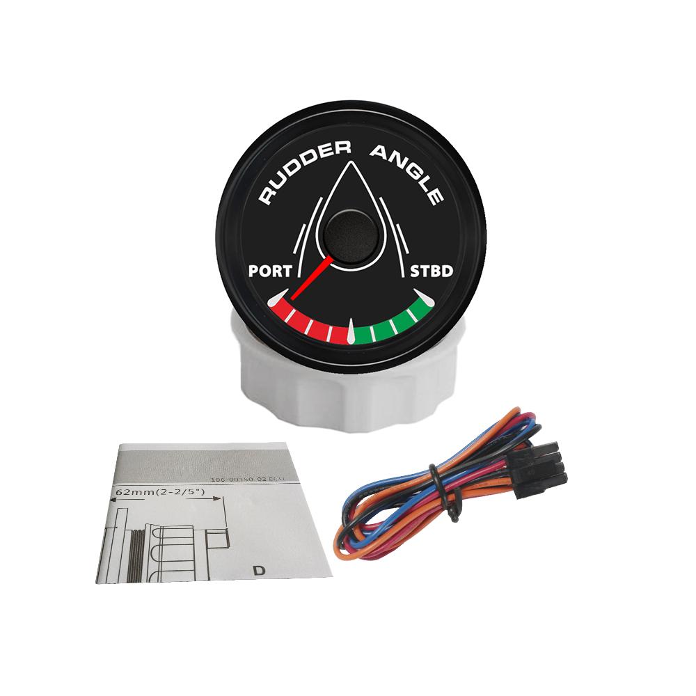 RHAXEL 52mm Rudder Angle Indicator 0-190ohm for Marine Boat Yachts with 8 Colors Backlight 12V 24V with Mating Sensor