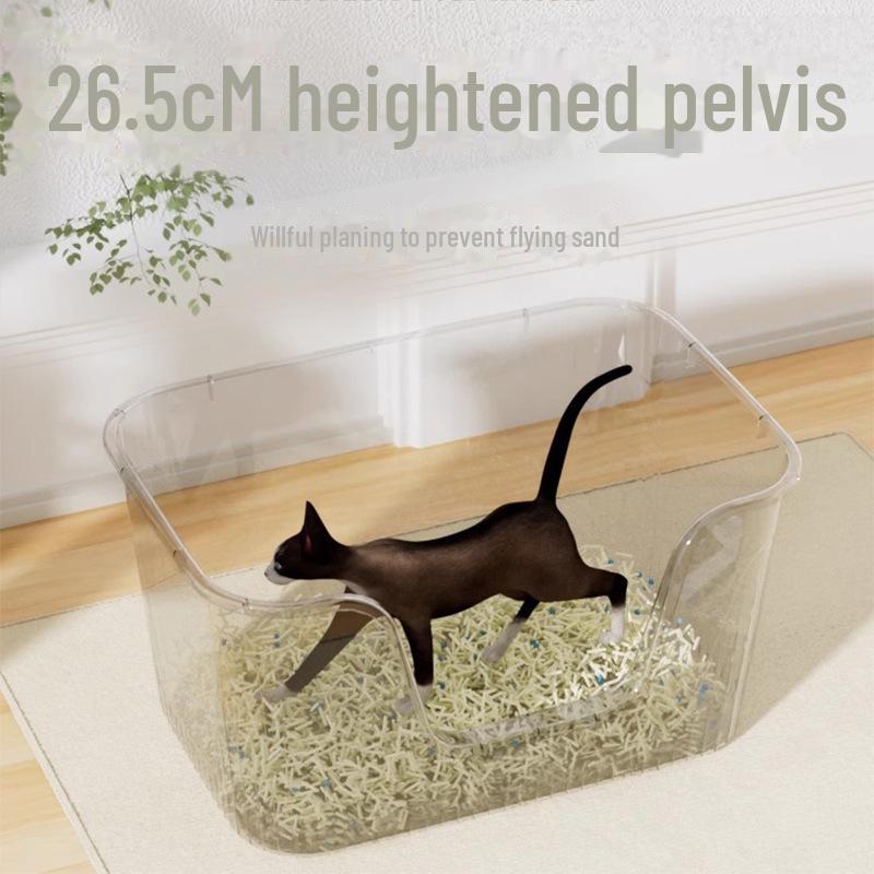 Open Anti-Splash Cat Litter Box with Mat - Easy Clean Kitten Toilet