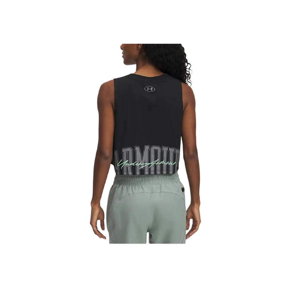 Under Armour Script Slim Fit Comfortable Sleeveless Sports Tank Top Women Tops Black 1390339-001