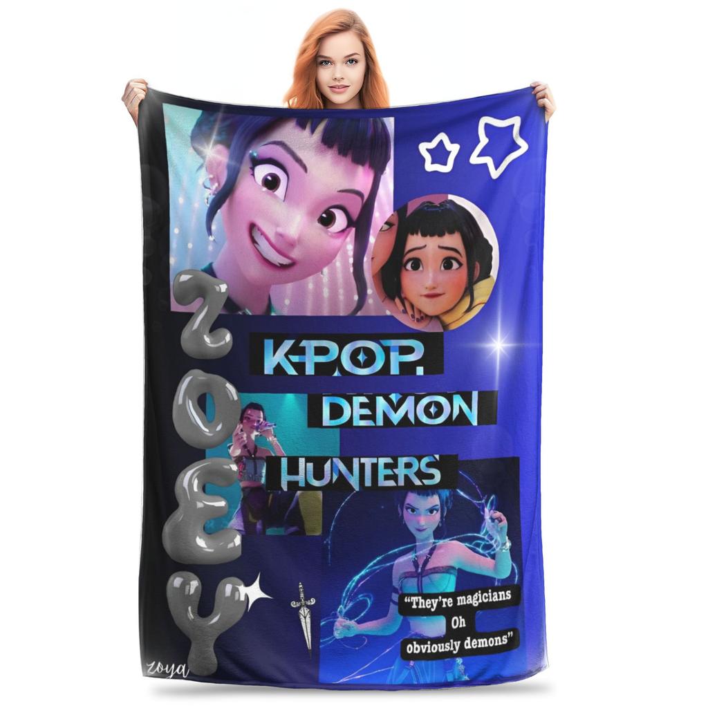 KPop Demon Hunters Huntrix Blankets Flannel Autumn/Winter Portable Soft Throw Blankets for Bedding Couch Bedspreads