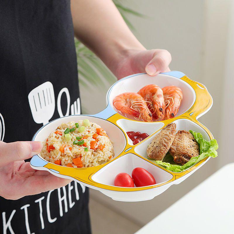Ceramic Kids' Divided Plate - Cute Dish for Kindergarten Meals & Snacks