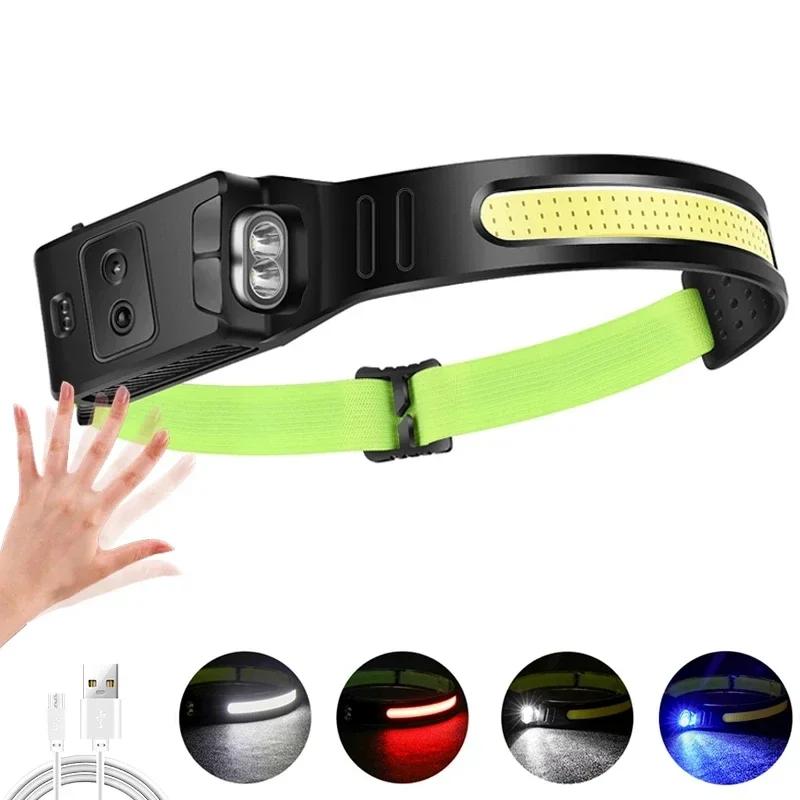 Индукционный COB-фонарь, встроенный аккумуляторный рыболовный фонарь, перезаряжаемый, 6 режимов, налобный фонарь для кемпинга на открытом воздухе