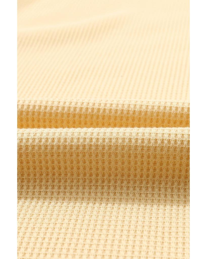 Azura Exchange Абрикосовый вафельный трикотажный топ с длинными рукавами на пуговицах