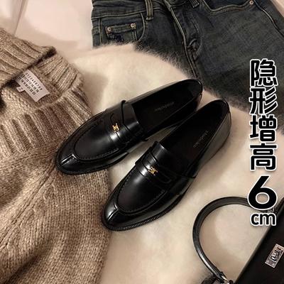 Женские лоферы на внутренней платформе, весна-осень 2025, туфли-однопедальки в британском стиле, на толстом каблуке, из маленькой кожи