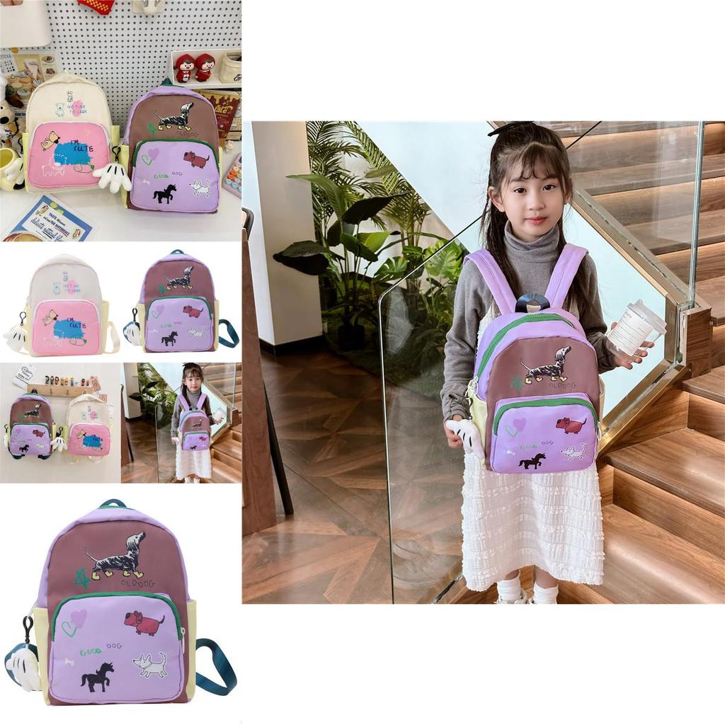 Adorable Cartoon Oxford Cloth Backpack For Kids In Pink Or Purple For School Use