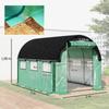 3 x 2 x 2 m Polytunnel Greenhouse with Sun Protection Net, Roll-Up Side Walls, Plastic Cover, Steel Frame, Green