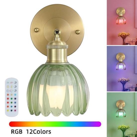 Беспроводной настенный светильник с пультом дистанционного управления, 3 цветовых температуры, 12 RGB-ламп, аккумуляторная батарея, светодиодная лампа в стиле ретро