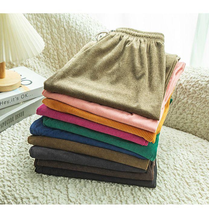 Вельветовые брюки, осенние и зимние драпированные брюки с высокой талией, повседневные широкие брюки