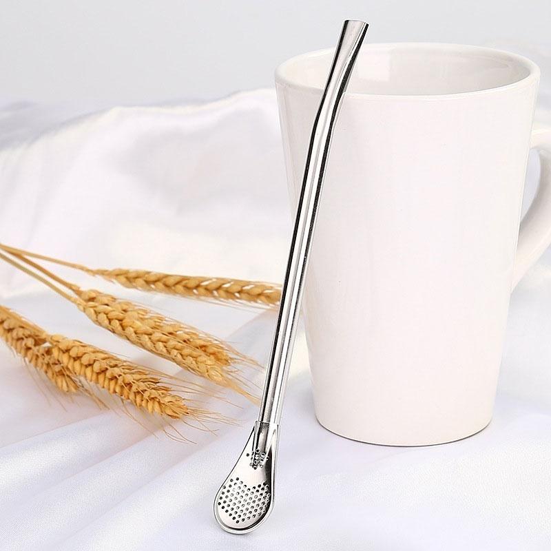 2 в 1 трубочка для питья и перемешиваются ложка из нержавеющей стали