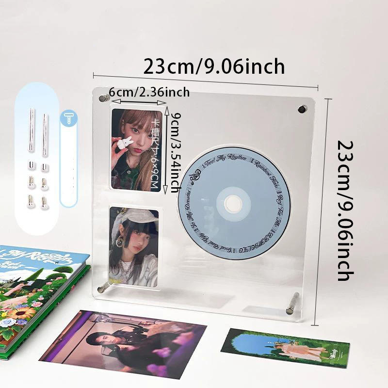 Маленькая стойка для визиток Акриловая фоторамка для CD, пластинок и трехдюймовых фото Настольное украшение Альбом Прозрачный контейнер для хранения Коллекционных предметов Фотографий