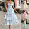Amazon European and American Foreign Trade Women Clothes 2025 Spring and Summer Temperament Mori Look Floral Contrast Color Chiffon Sling Dress