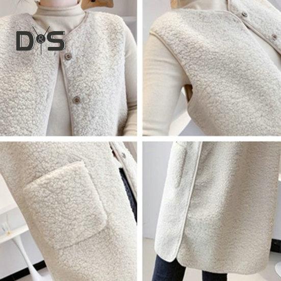 Women Vest Stylish Casual Sleeveless Coat V Neck Button Closure Lady Jacket with Pocket for Daily Wear